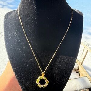 925 Sterling Silver Green Peridot & White Zirconia Necklace